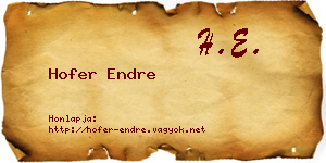 Hofer Endre névjegykártya